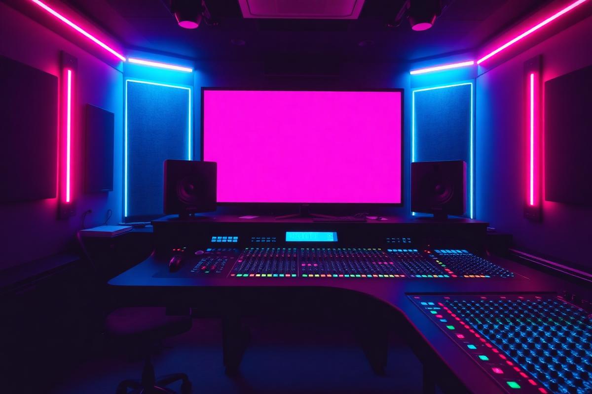 Neon-lit studio